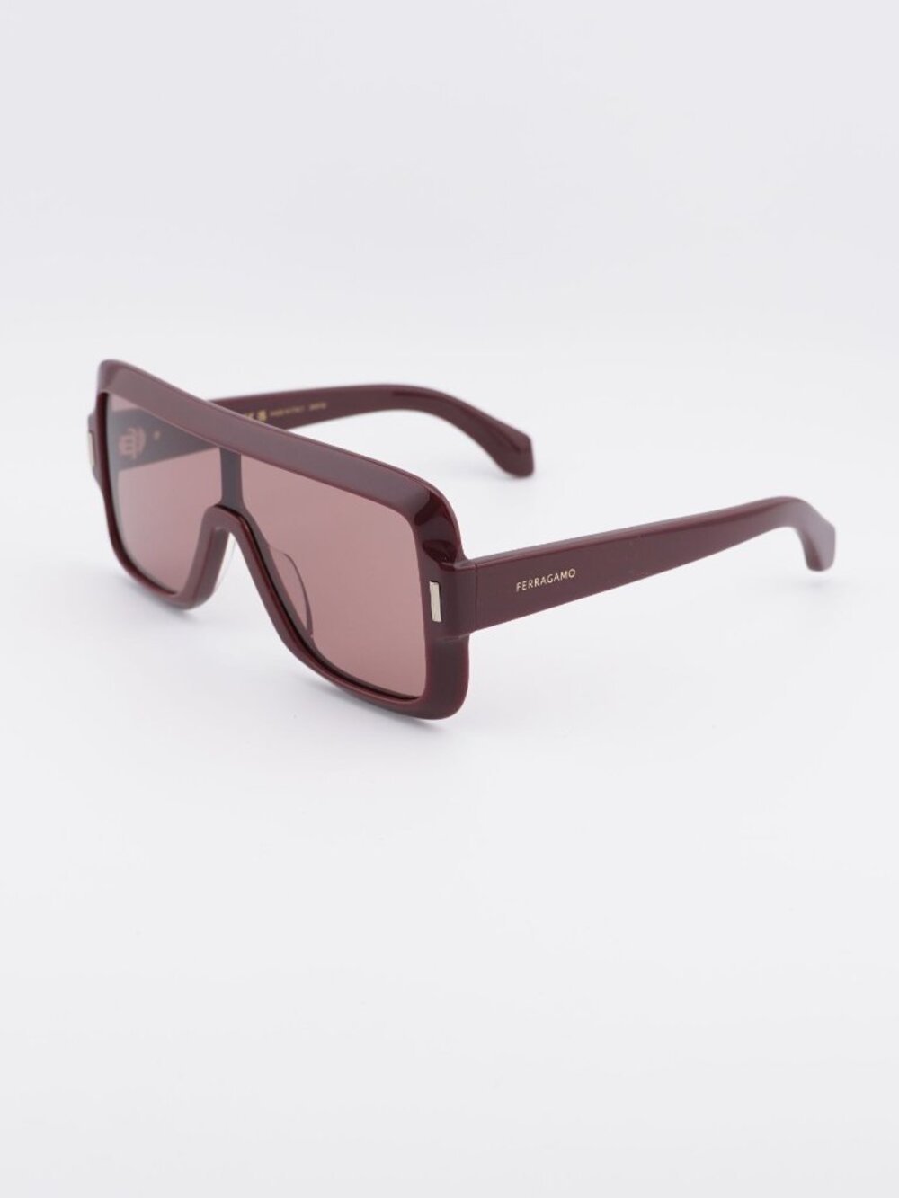 Salvatore Ferragamo SF2061SE 606 Sunglasses Burgundy Shield Frame, Mauve Lenses